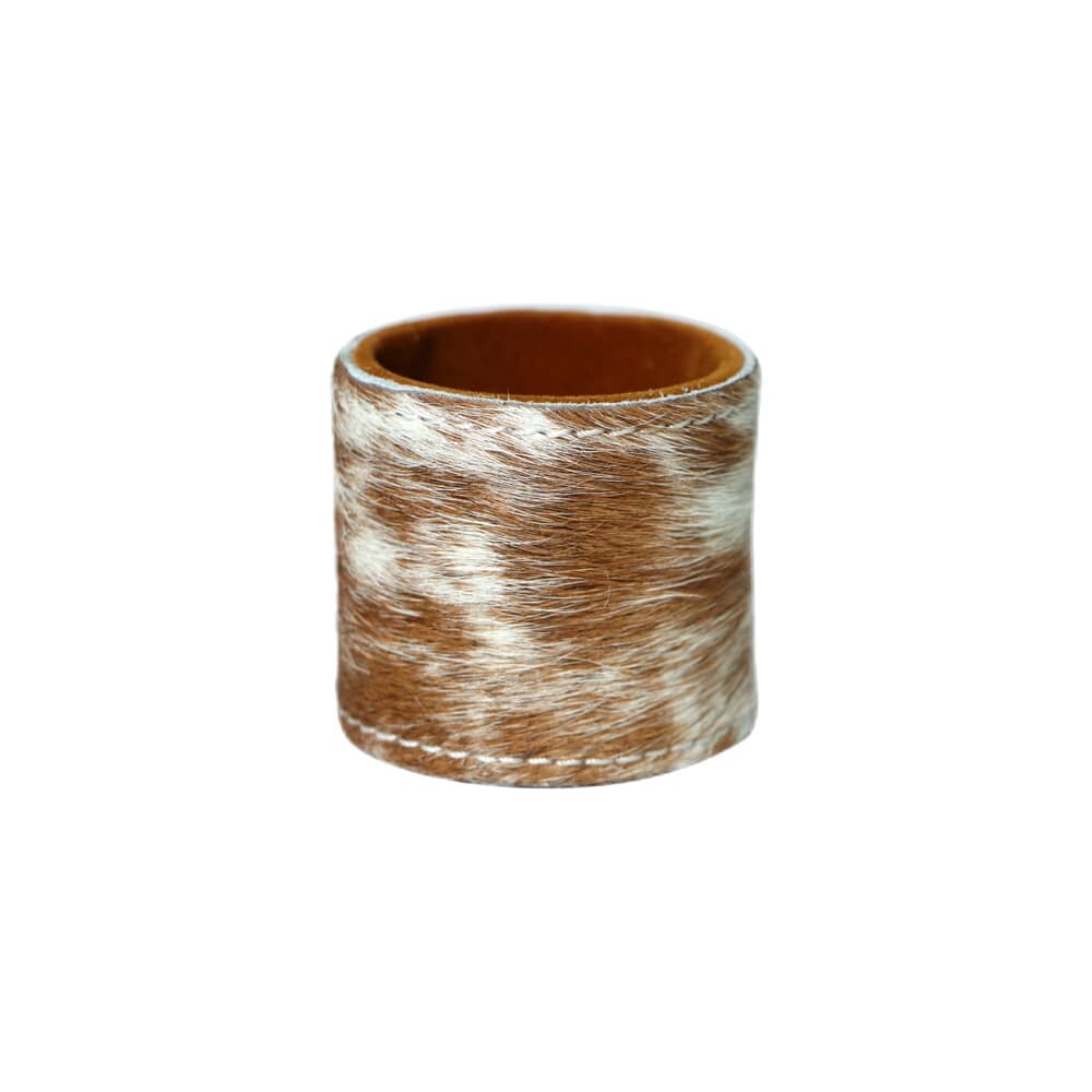 Stojánek na kulaté podtácky z hovězí kůže Brown - 5*3cm