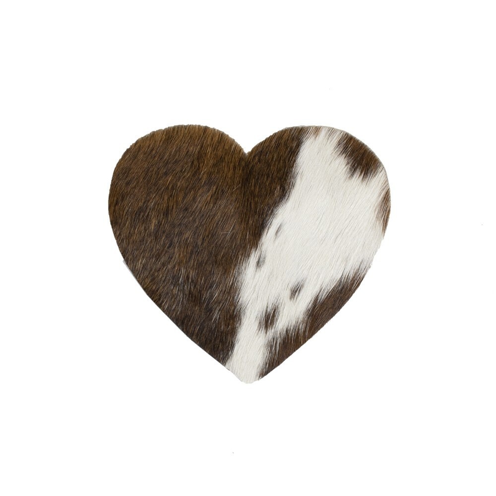 Bílo-hnědý podtácek srdce Love z hovězí kůže Brown - 14*14*0,3 cm Mars & More Bílo-hnědý podtácek srdce Love z hovězí kůže Brown - 14*14*0,3 cm Mars & More