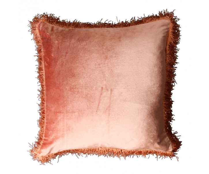 Růžový sametový polštář Rosa s třásněmi - 45*45*10cm Mars & More 