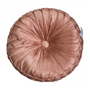Růžový kulatý sametový polštář Rosa - Ø 40cm