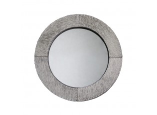 Stolní zrcadlo Minna s lemováním z hovězí kůže šedé - 25*13*25cm