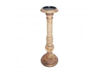 Vyřezávaný svícen Wood z mangového dřeva - 12,5*12,5*46cm