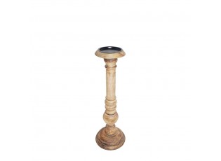 Vyřezávaný svícen Wood z mangového dřeva - 10*10*31cm