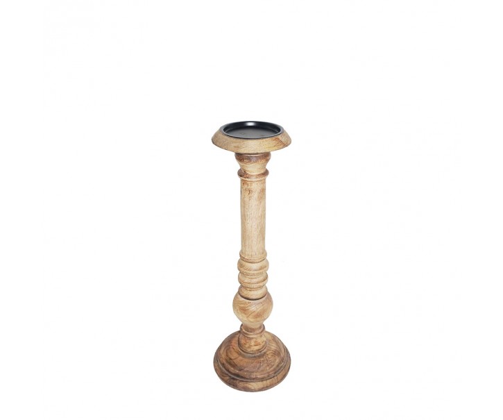 Vyřezávaný svícen Wood z mangového dřeva - 10*10*31cm Mars & More 