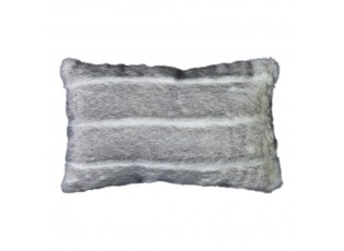 Šedý chlupatý polštář Tiara s bílými pruhy - 30*50*15cm