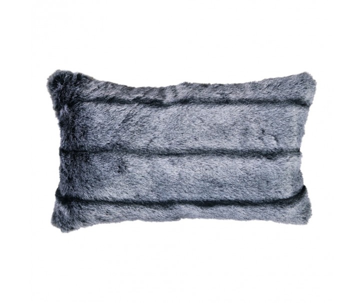 Šedý chlupatý polštář Tiara s pruhy - 30*50*15cm Mars & More 