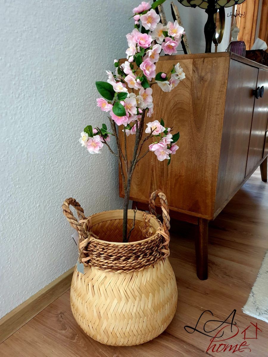 Přírodní bambusový košík s uchy Valen - Ø34*24 cm Van der Leeden Přírodní bambusový košík s uchy Valen - Ø34*24 cm Van der Leeden