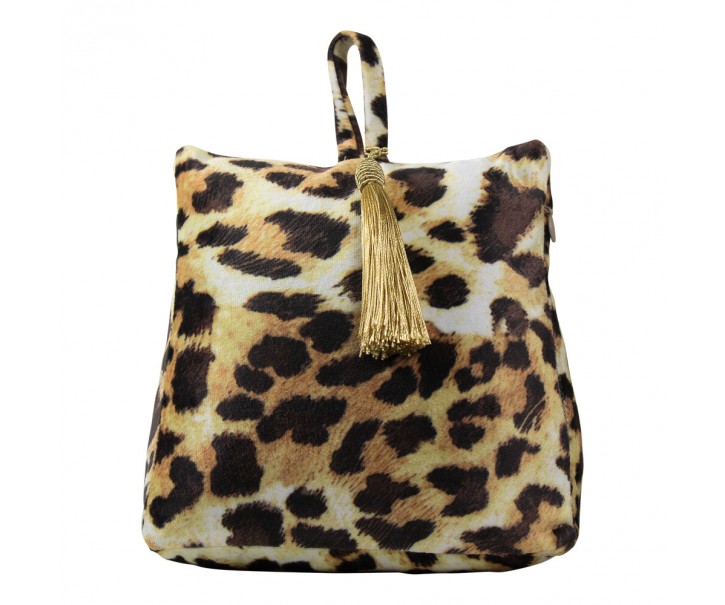 Sametová dveřní zarážka s motivem kůže leoparda - 17*10*18cm Mars & More 