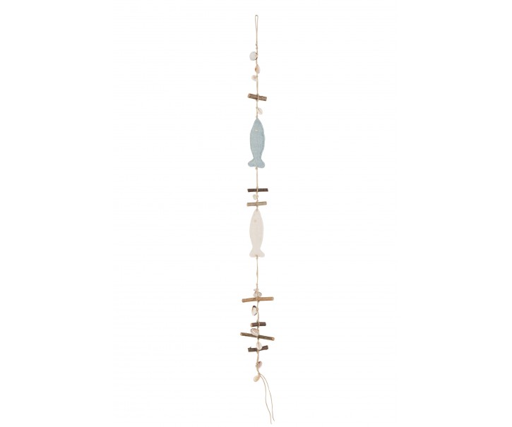 Závěsná dekorace rybky na provázku s mušlemi - 12*4*105 cm J-Line by Jolipa
