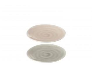 2 ks dezertních talířků Taupe se spirálou a popraskáním - 15*15*2 cm