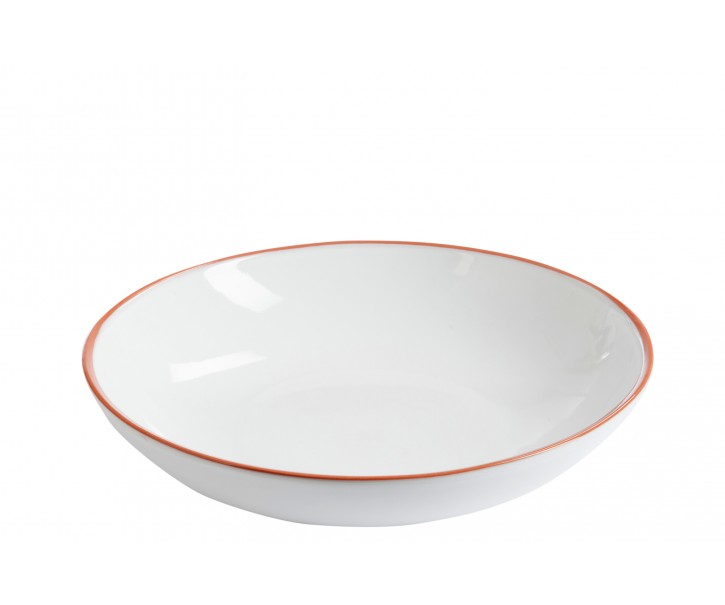 Bílá mísa Terakot s barevným lemem XL - 29,5*29,5*6,5 cm J-Line by Jolipa