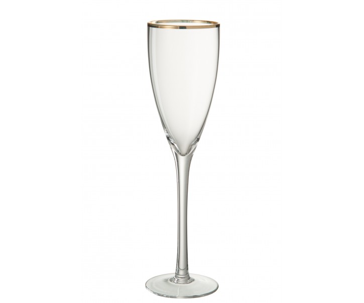 Sklenička na sekt se zlatým okrajem - 6,5*6,5*25 cm J-Line by Jolipa