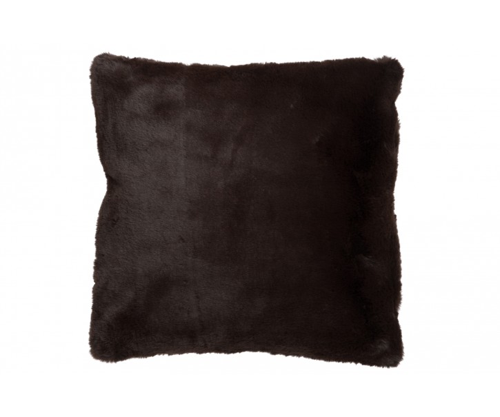 Tmavě hnědý chlupatý polštář Cutie - 45*45*4 cm J-Line by Jolipa