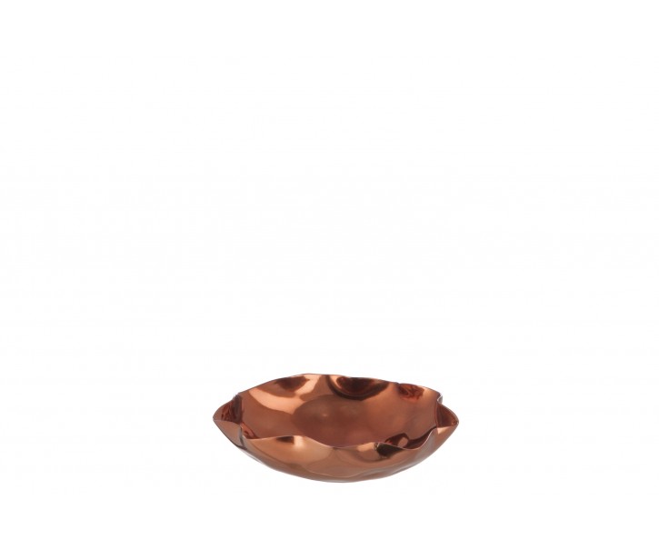 Vlnitá hliníková miska pod čajovou svíčku v barvě mědi - 11,5*11,5*2,5 cm J-Line by Jolipa