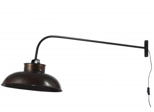 Tmavě hnědá nástěnná kovová retro lampa s patinou - 100*36,5*45 cm