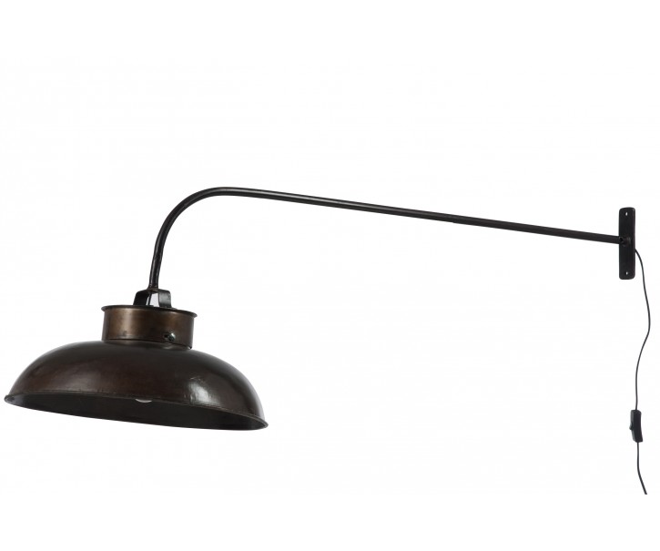 Tmavě hnědá nástěnná kovová retro lampa s patinou - 100*36,5*45 cm J-Line by Jolipa