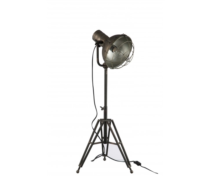 Stojací lampa kulatá v kovově šedé barvě - 35*30*93 cm J-Line by Jolipa