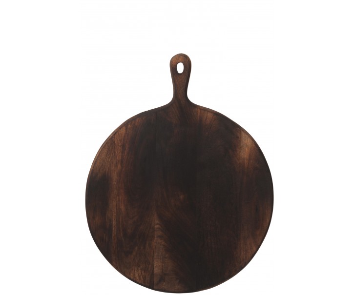 Tmavě hnědé kulaté prkénko s rukojetí - 50,5*39,8*1,7 cm J-Line by Jolipa