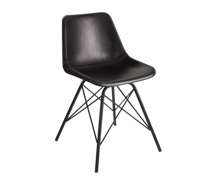 Černá designová židle Mocus potažená koženkou s kovovou konstrukcí - 46*49*79 cm J-Line by Jolipa