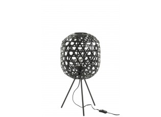 Vyplétaná černá stojací lampa Bambo z bambusových listů - Ø 29*59,5 cm