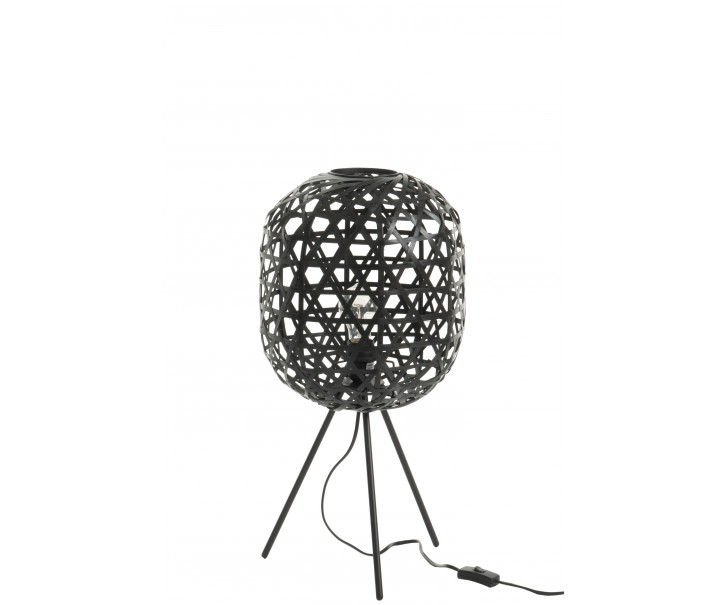 Vyplétaná černá stojací lampa Bambo z bambusových listů - Ø 29*59,5 cm J-Line by Jolipa