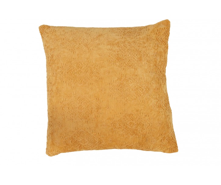 Okrový polštář zdobený ornamenty Fayola - 45*45 cm J-Line by Jolipa