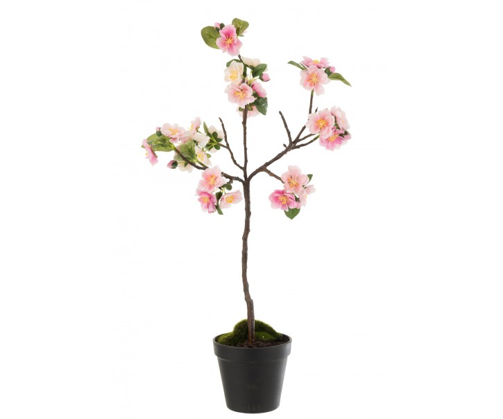 Dekorace umělý bílý kvetoucí stromek - 24-24*52 cm J-Line by Jolipa