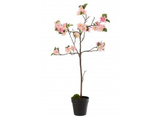 Dekorace umělý růžový kvetoucí stromek - 22*22*90 cm
