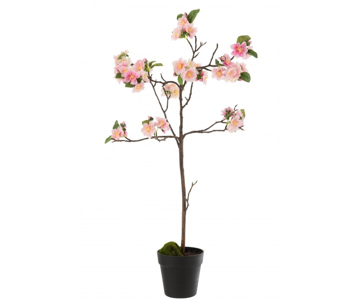 Dekorace umělý růžový kvetoucí stromek - 22*22*90 cm J-Line by Jolipa
