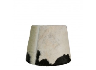 Stínidlo na lampu z hovězí kůže - bílo černá - 15*20* h 15cm
