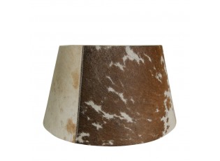 Hnědo bílé stínidlo na lampu z hovězí kůže 40 cm - 30*40*22,5 cm