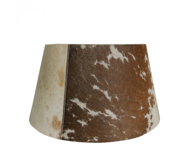 Hnědo bílé stínidlo na lampu z hovězí kůže 40 cm - 30*40*22,5 cm Mars & More 