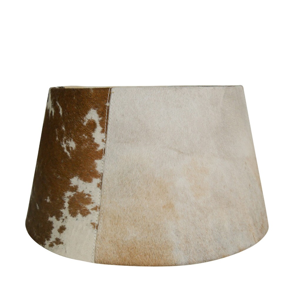 Hnědo bílé stínidlo na lampu z hovězí kůže 40 cm - 30*40*22,5 cm Mars & More Hnědo bílé stínidlo na lampu z hovězí kůže 40 cm - 30*40*22,5 cm Mars & More