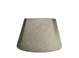 Šedo hnědé stínidlo na lampu z hovězí kůže 40 cm - 30*40*22,5 cm