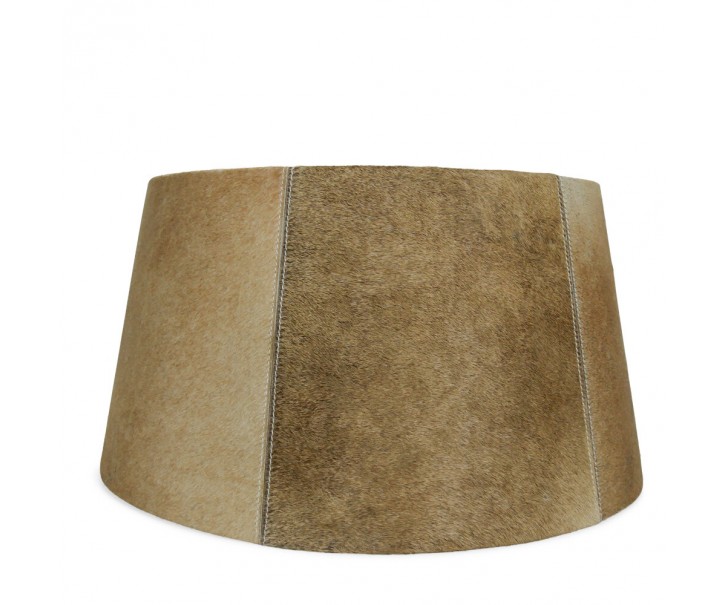Hnědo béžové stínidlo na lampu z hovězí kůže 50 cm - 40*50* h 26 cm Mars & More 