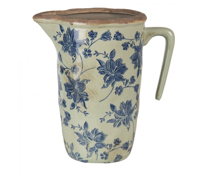 Keramický džbán s modrým potiskem L - 22*14*22 cm Clayre & Eef