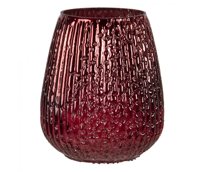 Červený bublinkový skleněný svícen Bubble L - Ø 13*13 cm Clayre & Eef