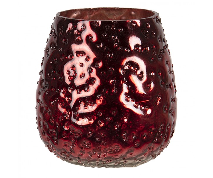 Červený bublinkový skleněný svícen Bubble S - Ø 9*10 cm Clayre & Eef