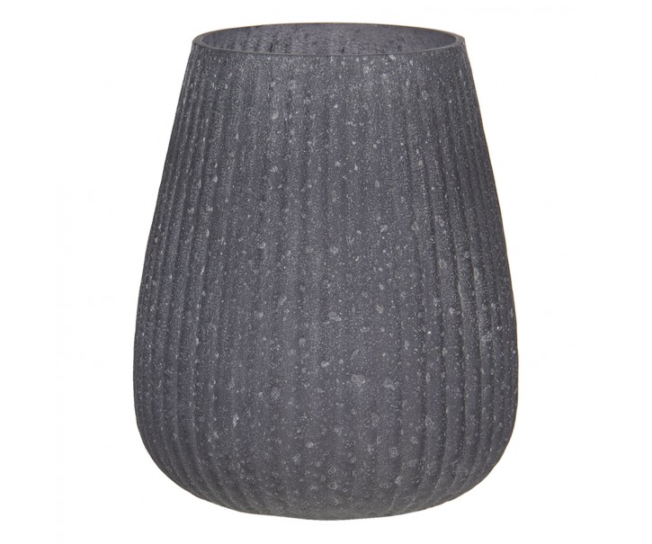 Šedý zaoblený skleněný svícen Varhan L - Ø 11*13 cm Clayre & Eef