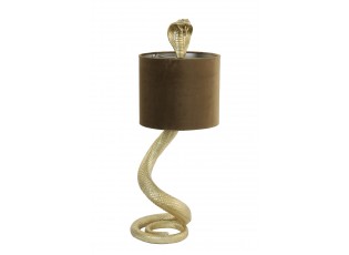 Zlatá stolní lampa va tvaru hada Snake s karamelovým stínidlem - 27*25*68cm / E27
