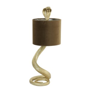 Zlatá stolní lampa va tvaru hada Snake s karamelovým stínidlem - 27*25*68cm / E27