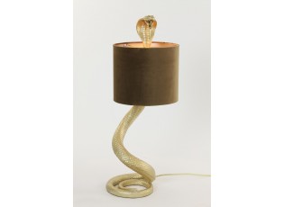 Zlatá stolní lampa va tvaru hada Snake s karamelovým stínidlem - 27*25*68cm / E27