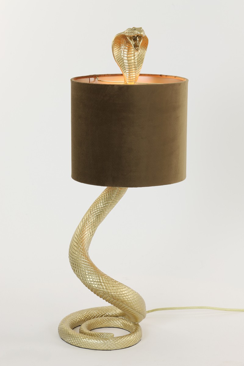 Zlatá stolní lampa va tvaru hada Snake s karamelovým stínidlem - 27*25*68cm / E27 Light & Living Zlatá stolní lampa va tvaru hada Snake s karamelovým stínidlem - 27*25*68cm / E27 Light & Living