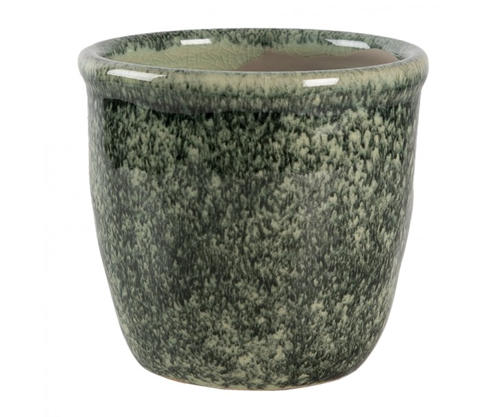 Šedo zelený mramorovaný obal na květináč S - Ø 11*10 cm Clayre & Eef