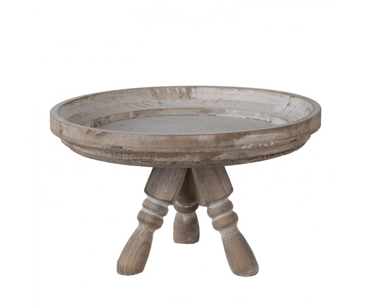 Hnědý dřevěný dekorativní odkládací stolík - Ø 30*18 cm Clayre & Eef