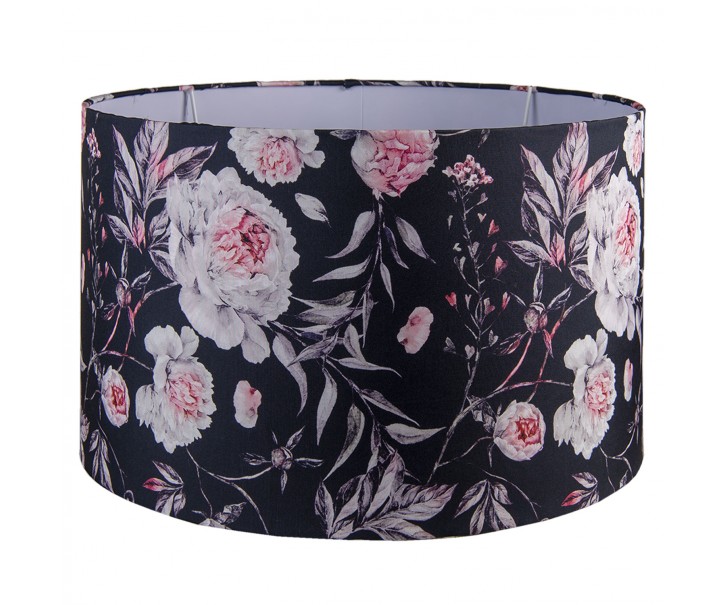 Černé sametové stínidlo na lampu s růžemi Rosinné - Ø 45*28 cm / E27 Clayre & Eef