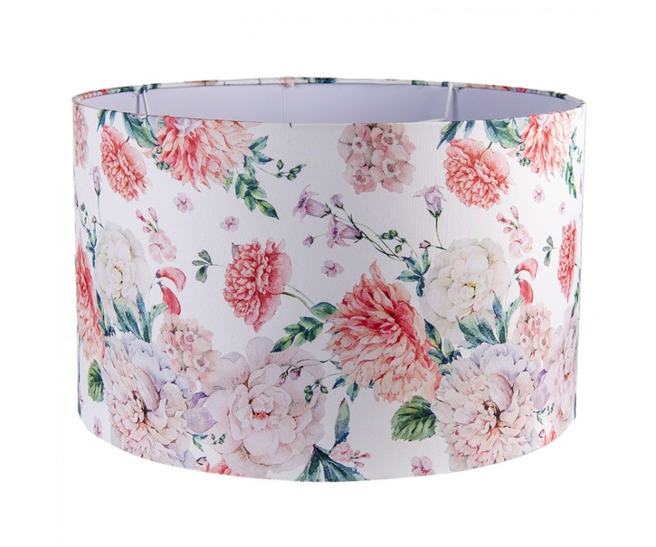 Bílé stínidlo na lampu s potiskem květin - Ø 45*28 cm / E27 Clayre & Eef