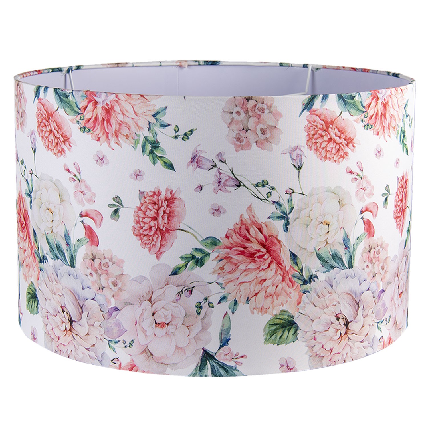 Bílé stínidlo na lampu s potiskem květin - Ø 45*28 cm / E27