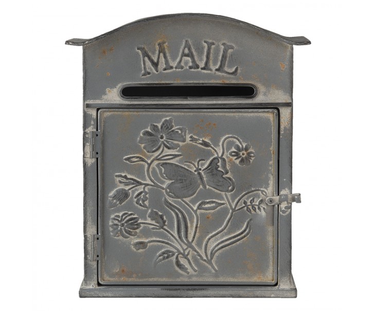 Šedá retro poštovní schránka Mail - 26*10*31 cm Clayre & Eef