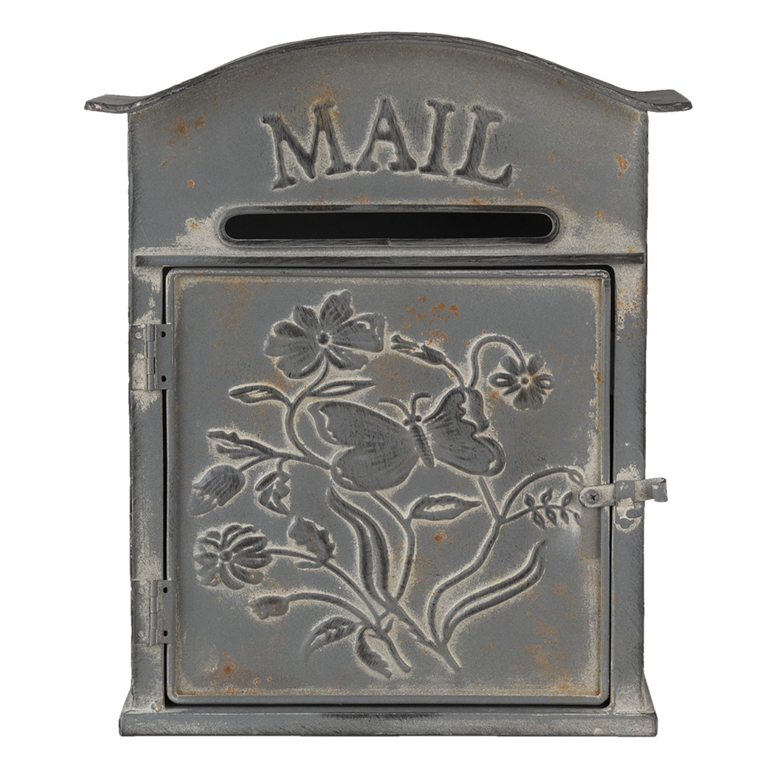 Šedá retro poštovní schránka Mail - 26*10*31 cm